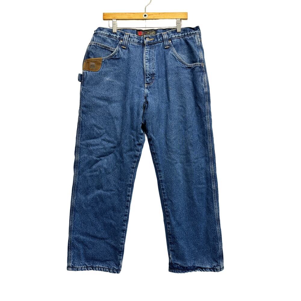 Wrangler Riggs Workwear Lined Durashield Denim Blue Heavy Jeans Men Size 36 x 30